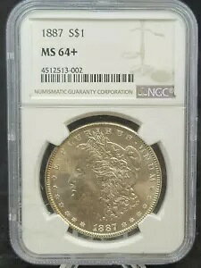 1887-P ���[�K�� �V���o�[ �_���[ ���C�g �g�[�j���O NGC MS64+ (G581)