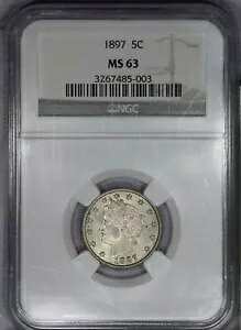 1897 oeB V jbP 5c NGC MS63