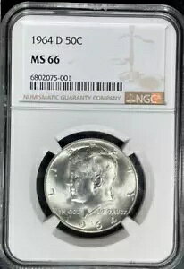 :1964-D 50C �P�l�f�B �n�[�t�_���[ �j�A�X�[�p�[�u NGC MS66 ���[�|�b�v ���A R3 �n�C�O���[�h