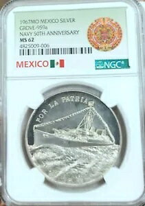 1967 ���L�V�R �V���o�[ ���_�� �O���[�u 959a �C�R 50 ���N�L�O NGC MS 62 ���A �g�b�v �|�b�v