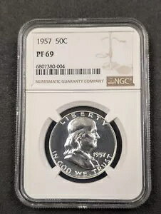 1957 PF 69 PROOF �t�����N���� �n�[�t�_���[ - NGC �̉��l�� 600 �h���̗�O�I�ȃR�C��