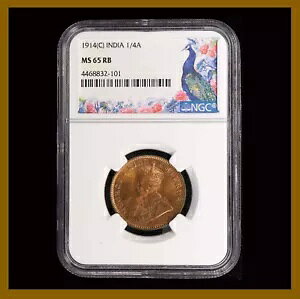 �C�M���X�̃C���h 1/4 (�N�H�[�^�[) �A���i�A1914 (C) Calcutta NGC MS 65 RB King George V