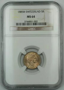 1885-B �X�C�X �X�C�X 5 ���b�y�� �R�C�� *�W�F�� BU* NGC MS-64 �t�F�C���g �X�|�b�e�B���O