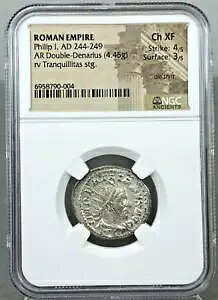 ���[�}�鍑 �t�B���b�v 1 �� AD 244-249 AR �_�u�� �f�i���E�X rv �g�����L���^�X NGC Ch XF