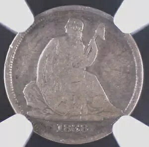 1838 O NO STARS SEATED DIME NGC CHOICE VG10 �f���炵���I���W�i���̖��Ȃ�