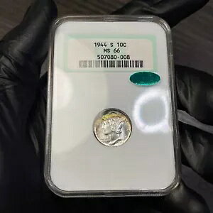 MS66 1944-S 10C �}�[�L�����[ �V���o�[ �_�C���ANGC- �I�[���h �t�@�b�e�B �z���_�[�A���C���{�[ �g�[��