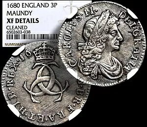 �`���[���Y��/ �C�M���X 1680�A? Silver Maundy 3p �R�C���ANGC XF + COA GGcoins