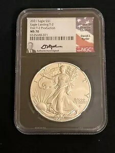 2021 Silver Eagle NGC MS70 First T-2 Type 2 Production David Ryder �T�C�����胉�x��