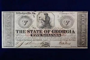 1862年 $5 ジョージア州 旧式Cr-5 オーゲルソープ 着席 1862年1月15日 CU 4W46