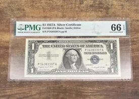 1957-A 1$ シルバー証明書ノート FR# 1620 (PA ブロック) 66 EPQ