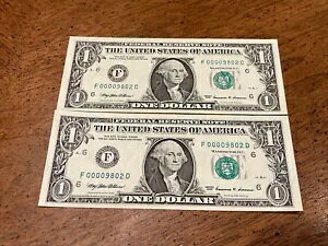 1999 ATLANTA $1 �m�[�g�̃y�A - �����Ⴂ�V���A���ԍ��A�قȂ����ʒu�uC/D�v UNC