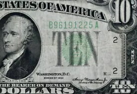 新しい高シリアル番号 $10 1934 ダークブルーグリーンシール B96191225A 連邦準備銀行紙幣