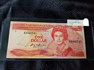 東カリブ諸国 1 ドル 1988-89 ピック #211 未流通 クイーン エリザベス 2 世
