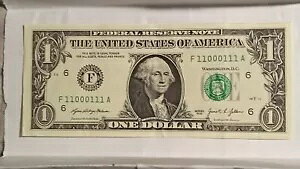 派手なシリアル番号、希少な米国紙幣「TRUE Binary」(F 11000111 A)