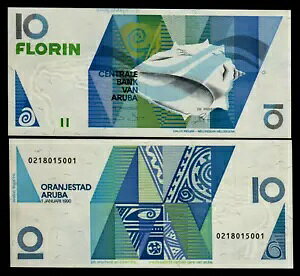 Aruba 10 FLORIN P-7 1990 �C���h�����L�I�����_���E�ʉݖ쐶��������