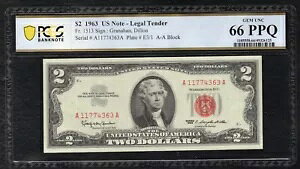FR�B 1513 1963 $2 �@��ʉݕč����� PCGS ������� UNC-66PPQ (G)