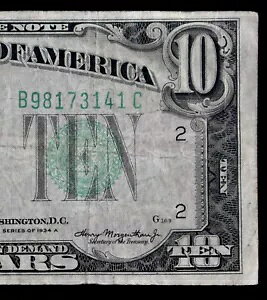 $10 1934A LFP 169 �A�M������s�� B98173141C 10 �h���A�V���[�Y A�A�j���[���[�N