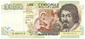 100000 ���� BANCA D'ITALIA CARAVAGGIO II TIPO LETTERA E 19/08/1998 qFDS