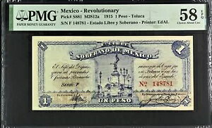 LVR Rev / Estado Libre y Soberano P#S881 M2812a 1915 y\ PMG ChAU 58 EPQ