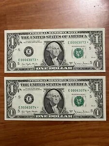 米国連邦準備銀行券: 1 ドル 1977A スター券* UNC。連続シリアルナンバー入り