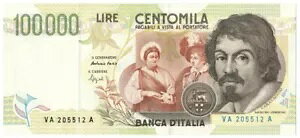100000 ���� BANCA D'ITALIA CARAVAGGIO II TIPO LETTERA A 12/05/1994 qFDS