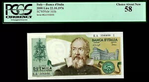 1976 �C�^���A 2000 ���� BANCA D'ITALIA �K�����I�m�[�g PCGS �� UNC 58 KP # 103b