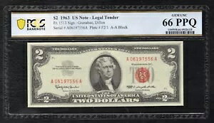 FRB 1513 1963 $2 @ʉݕč PCGS  UNC-66PPQ (I)