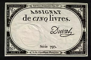 Assignat 5 livres du 10 Brumaire 2 �t�����X���a������ 797�B
