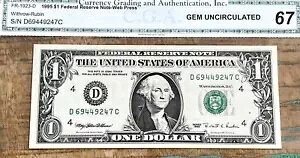 $1 1995 1923-D N[uh FRN WEB - D-C ubN  11 2-9 v[g - SUPERB WEB m[g