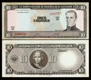 エルサルバドル 10 コロンズ P-141A 1995 UNC エルサルバドル世界通貨デラルーメモ