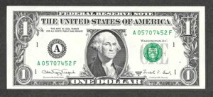 1988A $1 EFum[g FRNAtXB 1917AA05707452F s 1-AF ubN 5-6 UNC