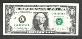 1988A $1 ウェブノート FRN、フランス。 1917、C66465757A 実行 11-CA ブロック 3-4 UNC