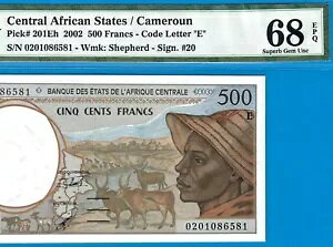 C.A.S/E CAMEROUN-500 F-2002-S/N 0201086581-P.201Eh*PMG 68 SUPERB GEM UNC*TOP POP