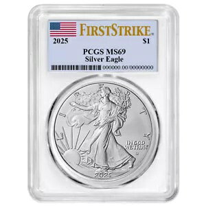 �v���Z�[�� - 2025 $1 �A�����J�� �V���o�[ �C�[�O�� PCGS MS69 FS �t���O ���x�� �z���C�g �t���[��