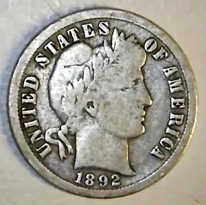 1892 O US Barber Dime - �i�C�X �R�C�� �^�t �f�C�g + �������� (TB76)