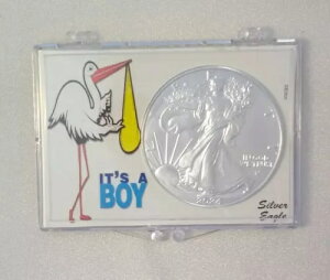 2024 シルバー イーグル コウノトリの男の子です 出産祝い 収集価値のある 999 上質銀貨