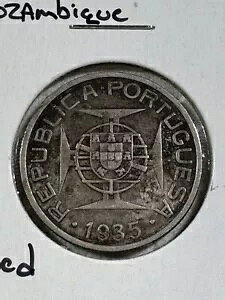 1935 モザンビーク 5 エスクード銀貨をクリーニング済み