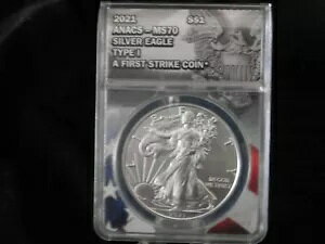 2021 $1 �A�����J�� �V���o�[ �C�[�O�� �^�C�v 1 ANACS �F�� MS 70 A 1st �X�g���C�N �R�C��