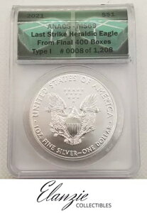 2021 Silver Eagle Last Strike T1 ANACS MS69 �ŏI 400 �{�b�N�X���� #0008 / 1,208