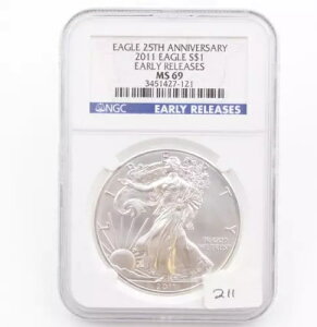 2011 Silver Eagle 1$ NGC MS 69 ���������[�X 25 ���N�L�O