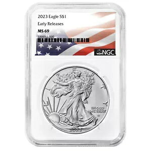 2023 $1 �A�����J�� �V���o�[ �C�[�O�� NGC MS69 ER �t���O ���x��