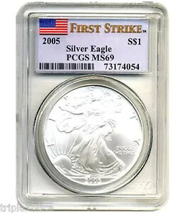 2005 PCGS MS-69 ファースト ストライク アメリカン シルバー イーグル