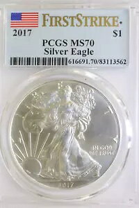 2017 $1 �A�����J�� �V���o�[ �C�[�O�� PCGS MS70 �t���b�O �t�@�[�X�g �X�g���C�N ���x��