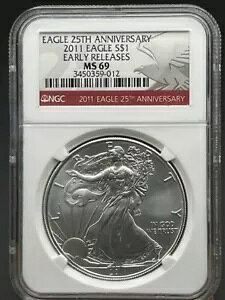 2011 Silver Eagle 1$ NGC MS 69 [X 25 NLO
