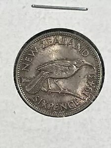 1943 ニュージーランド 6 ペンス銀貨