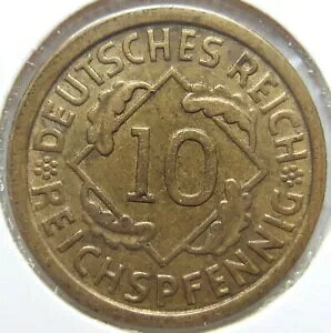 �R�C�� ���C�}�[�����a�� 10 Reichspfennig 1932 E �قڔ��ɔ�����