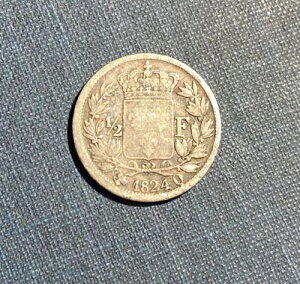 VF - 1824 Q - フランス - 1/2 フラン - 魅力的な銀貨!