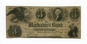 1852N $3 The Mechanics Bank - W[W^EAD.C. 