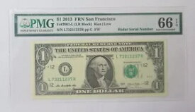 2013 $1 1 ドル サンフランシスコ FRN 3001-L EPQ レーダー シリアル番号 73211237 PMG 66