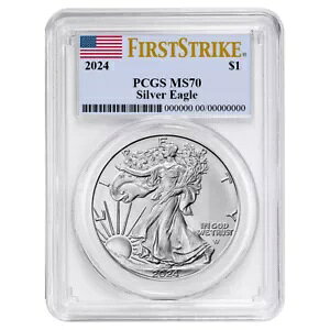 2024 $1 �A�����J�� �V���o�[ �C�[�O�� PCGS MS70 FS �t���O ���x��